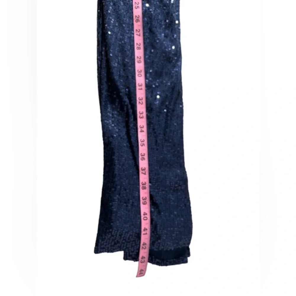 Mac Duggal Sequined long sleeve midi dress prom formal‎ midnight blue size 0
